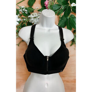 Victoria's Secret VSX Black Sports Bra Sz 36B Front Zip Max Support Adjustable